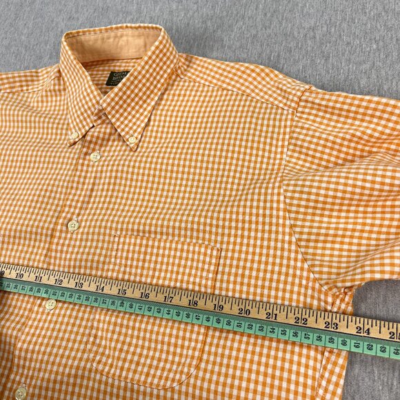 Gitman Bros. Shirt Mens M Long Sleeve Button Down Orange Gingham Plaid USA Made - Picture 8 of 9